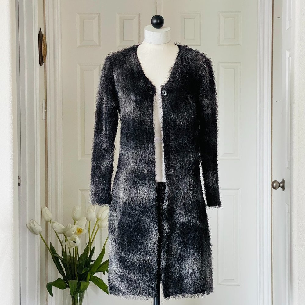 Carol Rose Fluffy Faux Fur Long Cardigan